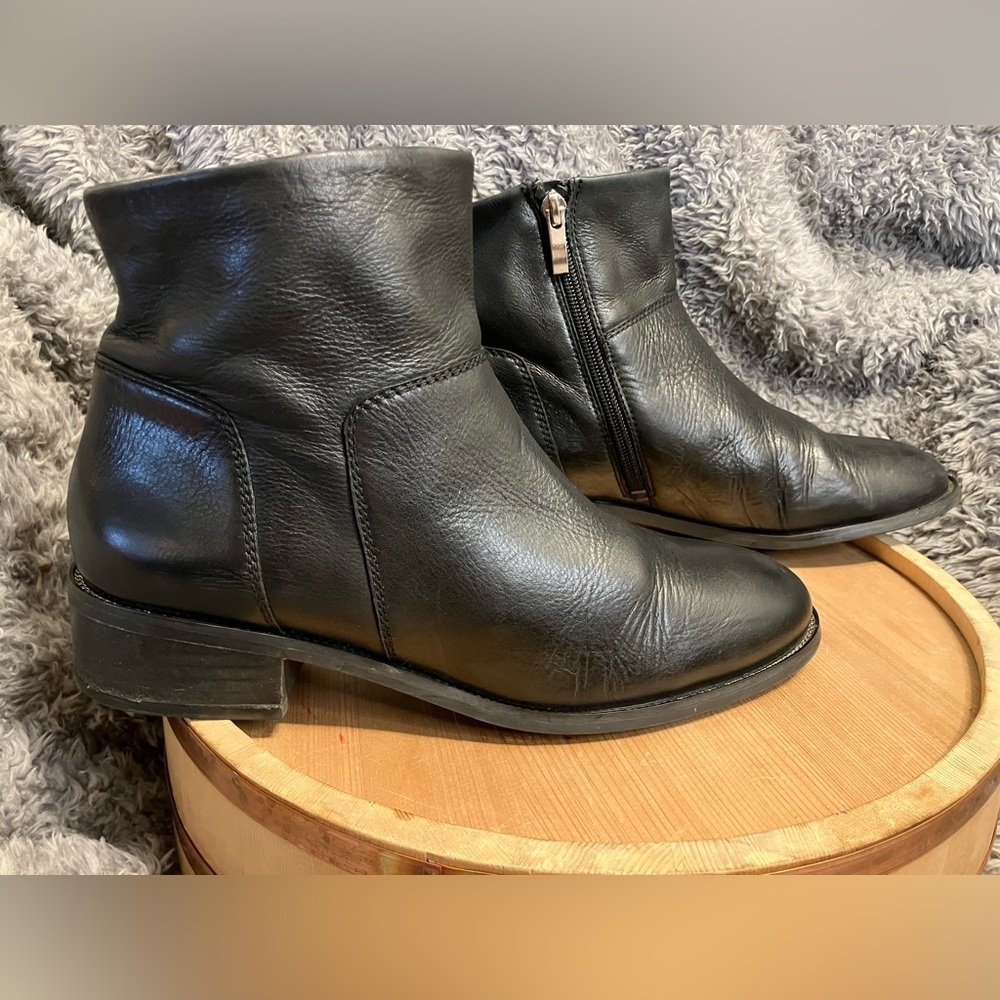 Franco Sarto Benny Black Leather Ankle Boots Booties Size 9